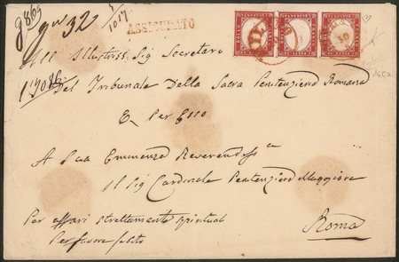 Antichi Stati Italiani - Lombardo Veneto - Lettera raccomandata di quarto porto diretta a Roma