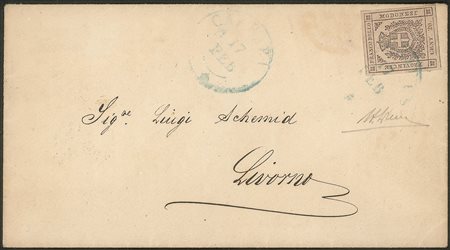 Antichi Stati Italiani - Modena - Lettera da Carrara (p. 8) per Livorno 17.2.1860
