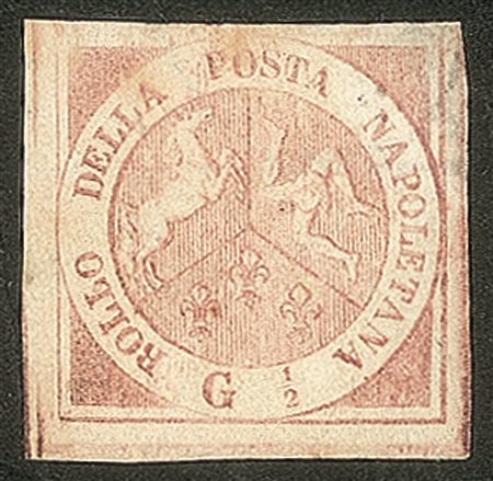 Antichi Stati Italiani - Napoli - 1858 gr. 1/2 rosa brunastro I tavola (1b)