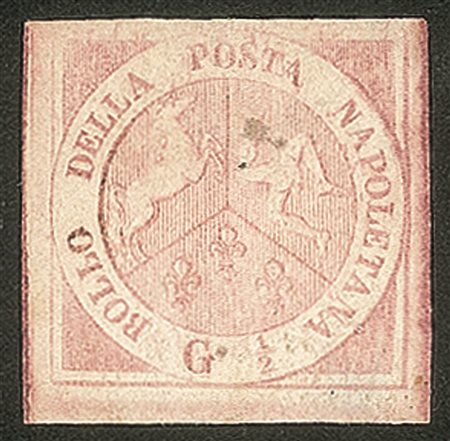 Antichi Stati Italiani - Napoli - 1858 gr. 1/2 rosa carminio chiaro I tavola (1c)