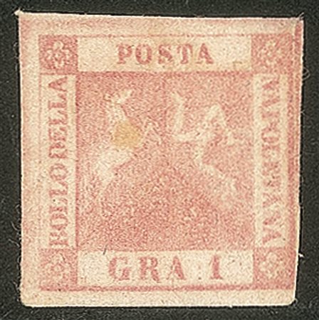 Antichi Stati Italiani - Napoli - 1858 gr. 1 rosa lillaceo  I tavola (3a)