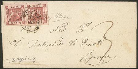 Antichi Stati Italiani - Napoli - Lettera con coppia gr.1 carminio