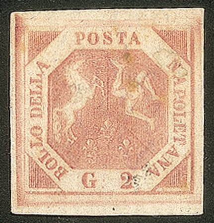 Antichi Stati Italiani - Napoli - 1858 gr. 2 rosa brunastro  I tavola (5c)