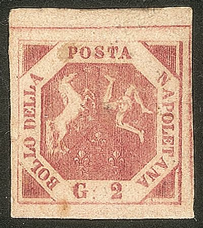 Antichi Stati Italiani - Napoli - 1858 gr. 2 carminio vivo II I tavola (7e)