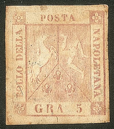 Antichi Stati Italiani - Napoli - 1858 gr.5 rosa chiaro  I tavola (8c)
