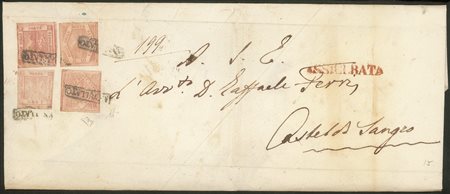 Antichi Stati Italiani - Napoli - Lettera assicurata quadricolore da Napoli 26 GEN.60
