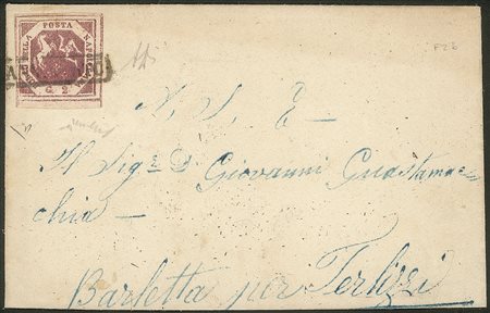 Antichi Stati Italiani - Napoli - Lettera affrancata con falso per posta
