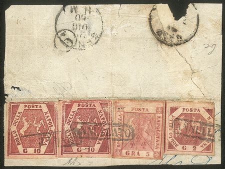 Antichi Stati Italiani - Napoli - Ampio frammento di lettera con due esemplari Falsi per posta