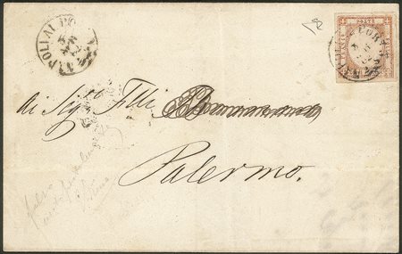 Antichi Stati Italiani - Napoli - Falso per posta del 10 grana II tipo effige tipo C colore arancio (F8 cat.7000)