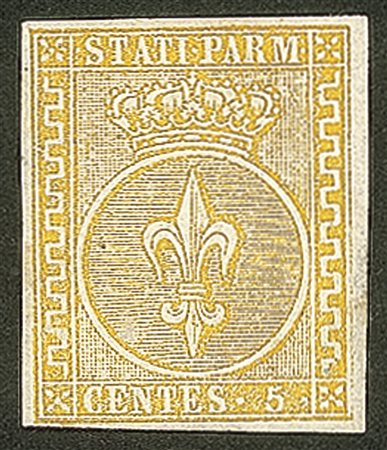 Antichi Stati Italiani - Parma - 1854 - c.5 giallo chiarissimo 'Canarino' (6b)