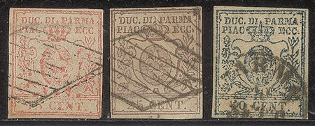 Antichi Stati Italiani - Parma - 1857/58 Terza emissione la serie (9/11)