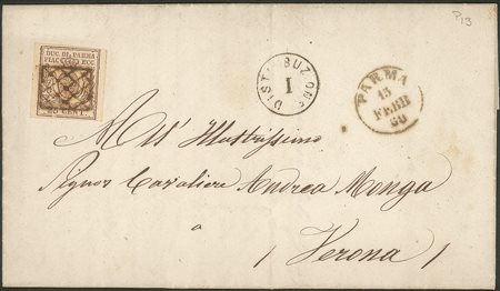Antichi Stati Italiani - Parma - Lettera con c.25 bruno lilla (10)