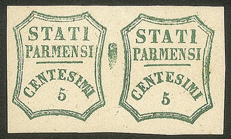 Antichi Stati Italiani - Parma - Coppia c.5 verde azzurro (12)