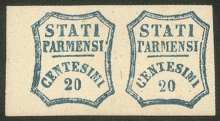 Antichi Stati Italiani - Parma - Coppia c.20 azzurrro