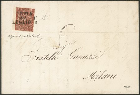 Antichi Stati Italiani - Parma - Lettera con c.25 bruno rosso da PARMA 20 LUGLIO 1855 per Milano