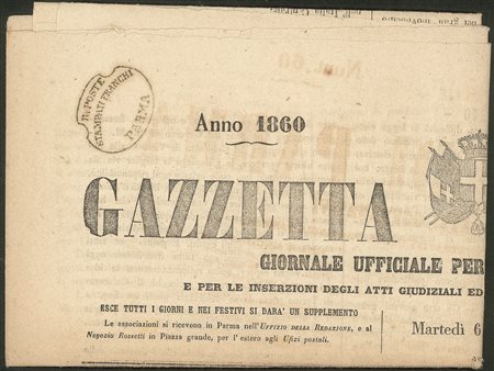 Antichi Stati Italiani - Parma - Giornale LA GAZZETTA DI PARMA del 6 marzo 1860