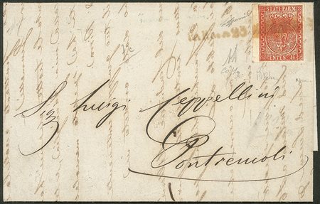 Antichi Stati Italiani - Parma - Lettera con c.15 vermiglio, bordo di foglio