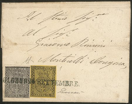 Antichi Stati Italiani - Parma - Lettera con c.5 giallo + c.10 nero