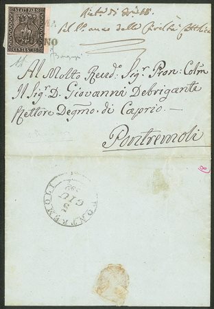 Antichi Stati Italiani - Parma - Lettera con c.15 rosa annullato con lineare su tre righe PARMA 4 GIUGNO del 1852
