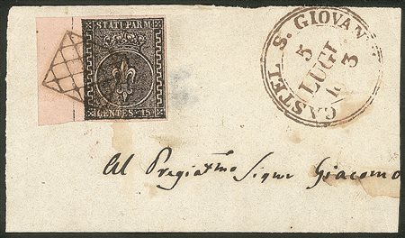 Antichi Stati Italiani - Parma - Frammento con c.15 rosa bordo di foglio