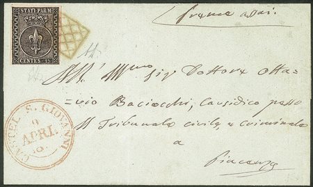 Antichi Stati Italiani - Parma - Bella lettera con c.15 rosa