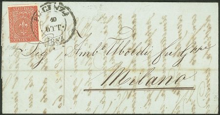 Antichi Stati Italiani - Parma - Lettera con c.15 vermiglio