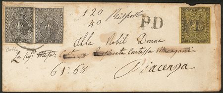 Antichi Stati Italiani - Parma - Lettera con due esemplari c.10 nero
