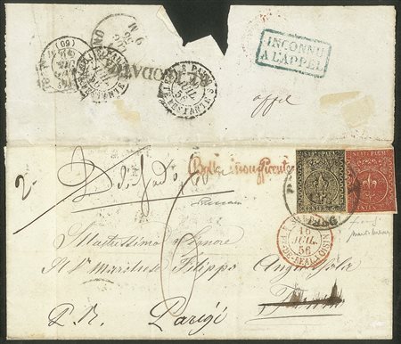 Antichi Stati Italiani - Parma - Lettera doppio porto con c.5  + c.25 (1b+8)