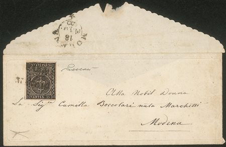Antichi Stati Italiani - Parma - Lettera valentina affrancata con c.15 rosa