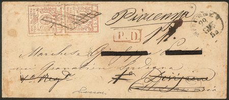 Antichi Stati Italiani - Parma - Lettera con coppia verticale c.15 vermiglio