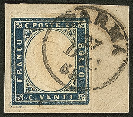 Antichi Stati Italiani - Parma - Frammento con Sardegna c.20 azzurro scuro