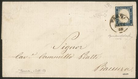 Antichi Stati Italiani - Parma - Lettera con Sardegna c.20 azzurro scuro