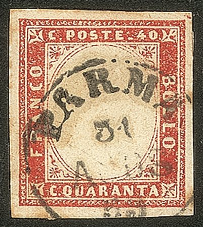 Antichi Stati Italiani - Parma - Sardegna c.40 rosso carminato