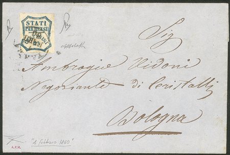 Antichi Stati Italiani - Parma - Lettera con c.20 azzurro da PARMA 1 FEBB.60 per Bologna