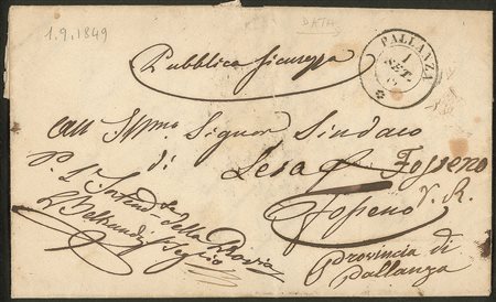 Antichi Stati Italiani - Sardegna - Lettera da PALLANZA 1 SET.49 per Fossano