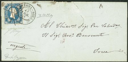 Antichi Stati Italiani - Sardegna - 1851 Lettera con c.20 azzurro (2)