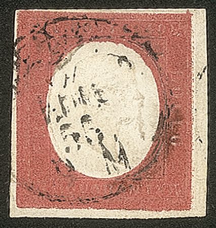 Antichi Stati Italiani - Sardegna - 1854 c.40 rosso mattone cupo (9a)