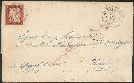 Antichi Stati Italiani - Sardegna - Lettera con c.40  vermiglio mattone chiaro