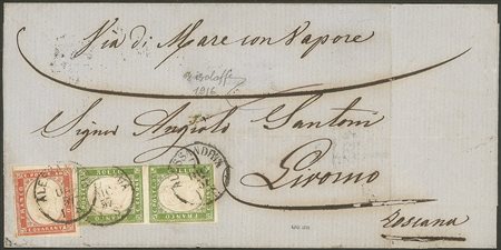 Antichi Stati Italiani - Sardegna - Lettera via di Mare coi postali Francesi da ALESSANDRIA 7 DIC.57