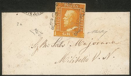 Antichi Stati Italiani - Sicilia - Fascetta per stapati affrancata con gr. 1/2 arancio, seconda tavola (2)