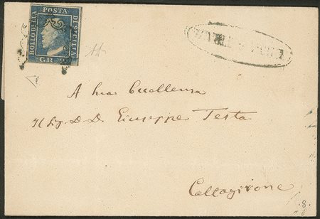 Antichi Stati Italiani - Sicilia - Lettera da Santa Caterina (ovale azzurro p.ti 10)