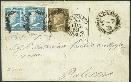 Antichi Stati Italiani - Sicilia - Lettera da Catania 25-7 59