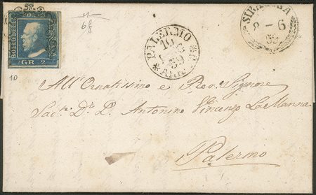Antichi Stati Italiani - Sicilia - Lettera da Siracusa a Palermo 10 maggio 1859