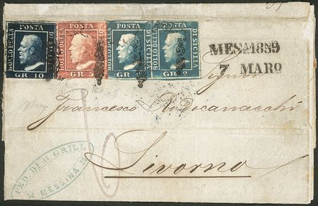 Antichi Stati Italiani - Sicilia - Lettera con affrancatura tricolore