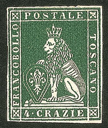 Antichi Stati Italiani - Toscana - 1851 cr.4 verde su grigio (6)