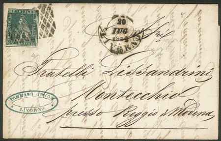 Antichi Stati Italiani - Toscana - Lettera per Montecchio con cr.4 verde su grigio