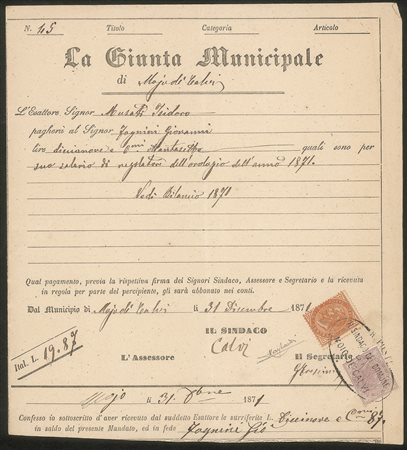 Regno - Vittorio Emanuele II - Tassa assolta per 10 cent (L17) + Marca da Bollo 5 cent (6)