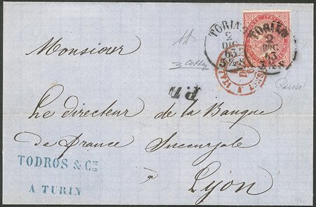 Regno - Vittorio Emanuele II - Secondo giorno d'uso - Lettera con 40 cent (L20)