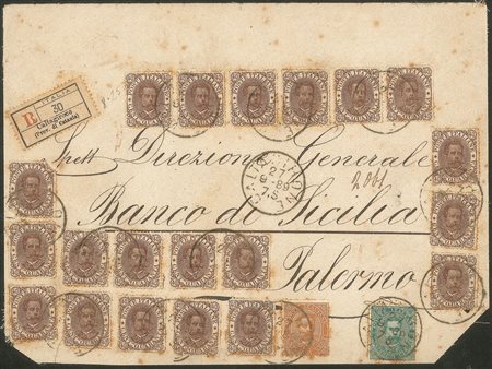 Regno - Umberto I - Frontespizio di raccomandata quaranta porti per l'interno