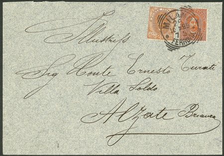 Regno - Umberto I - Valori gemelli due emissioni Effigie di Umberto I c.20 arancio (39 + 61)